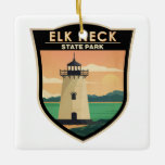 Ornamento De Cerâmica Elk Neck State Park Maryland Vintage<br><div class="desc">Ilustração do Parque Estadual do Pescoço Elk. O parque é uma zona de lazer pública situada entre a Baía de Chesapeake e o rio Elk,  perto do extremo sul da Península do Pescoço Elk.</div>
