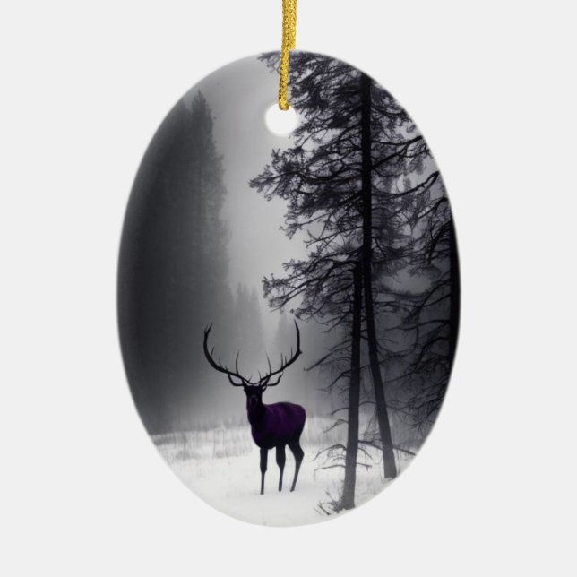 Ornamento De Cerâmica Elk Ornament Gothic em Woods (Frente)