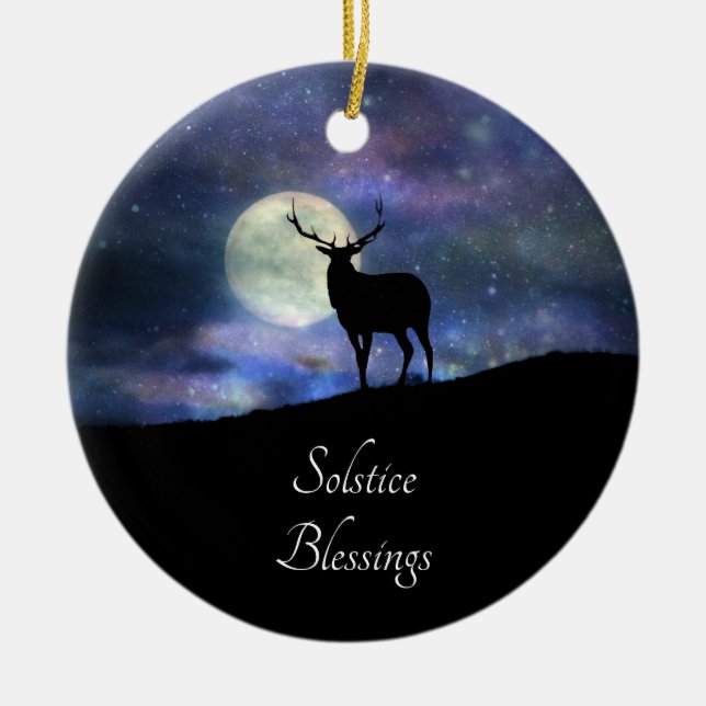Ornamento De Cerâmica Elk Solstice Blessings (Frente)