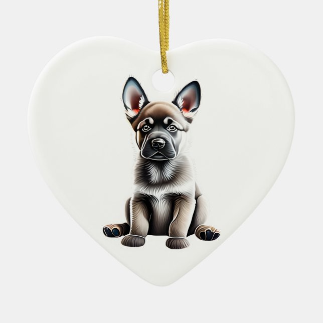 Ornamento De Cerâmica Elkhound Puppy Personalizado Norueguês (Frente)