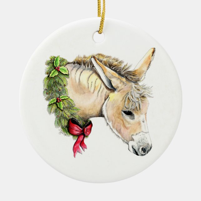 Ornamento De Cerâmica Ella a Burra de Natal (Frente)