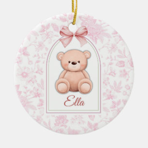 Ornamento De Cerâmica Ella Design de Enfermeiro de Urso Rosa Personali