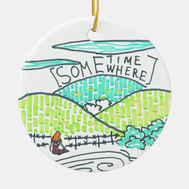Ornamento De Cerâmica Em algum lugar / Algum tempo (Frente)
