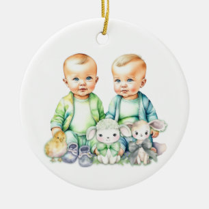 Ornamento De Cerâmica Em Breve, Serão Gêmeos Em Breve Anúncio