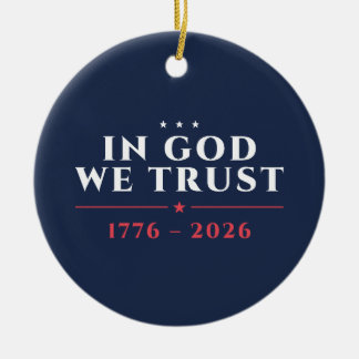 Ornamento De Cerâmica Em Deus Confiamos 1776-2026 Marinha