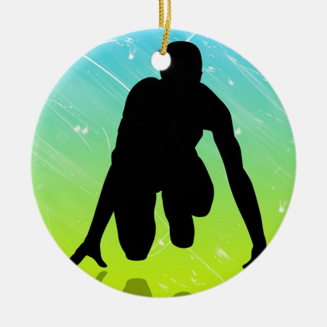 Ornamento De Cerâmica Em Execução - Via E Campo (Frente)