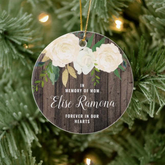 Ornamento De Cerâmica Em Memória Da Mãe, O Grão De Madeira Personalizado (Árvore)