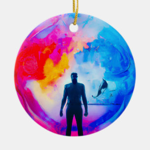 Ornamento De Cerâmica Em pé em Cores