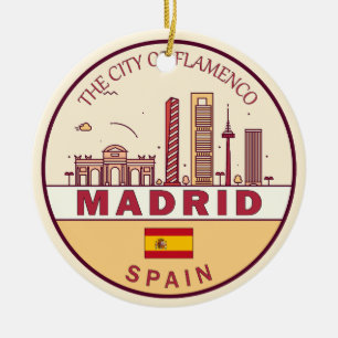 Ornamento De Cerâmica Emblem de Skyline da Cidade da Espanha de Madrid
