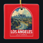Ornamento De Cerâmica Emblem de Viagem de Arte de Los Angeles California<br><div class="desc">Viagem de vetor retrovetor de Los Angeles. Los Angeles é uma cidade em expansão no sul da Califórnia e o centro da indústria cinematográfica e televisiva do país.</div>