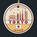 Ornamento De Cerâmica Emblem Skyline Cidade do Japão em Tóquio<br><div class="desc">Design de arte colorida e minimalista de Tóquio,  com monumentos e marcos da cidade no Japão.</div>