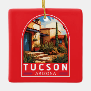 Ornamento De Cerâmica Emblema Artístico de Viagens de Tucson Arizona
