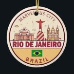 Ornamento De Cerâmica Emblema da Cidade do Brasil no Rio de Janeiro<br><div class="desc">Design de arte colorida e minimalista carioca,  com monumentos e marcos da cidade no Brasil.</div>