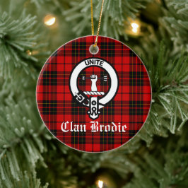Ornamento De Cerâmica Emblema da Crista e Tartan do Clã Brodie