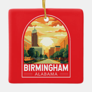 Ornamento De Cerâmica Emblema de Arte de Viagem de Birmingham Alabama