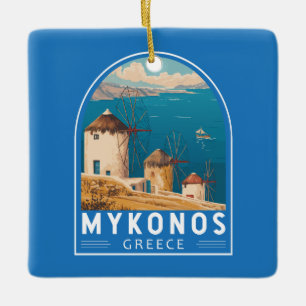 Ornamento De Cerâmica Emblema de Viagem de Grécia do Mykonos