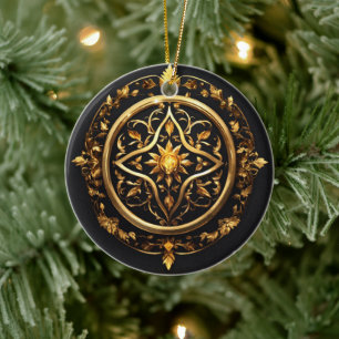 Ornamento De Cerâmica Emblema encantado com ouro