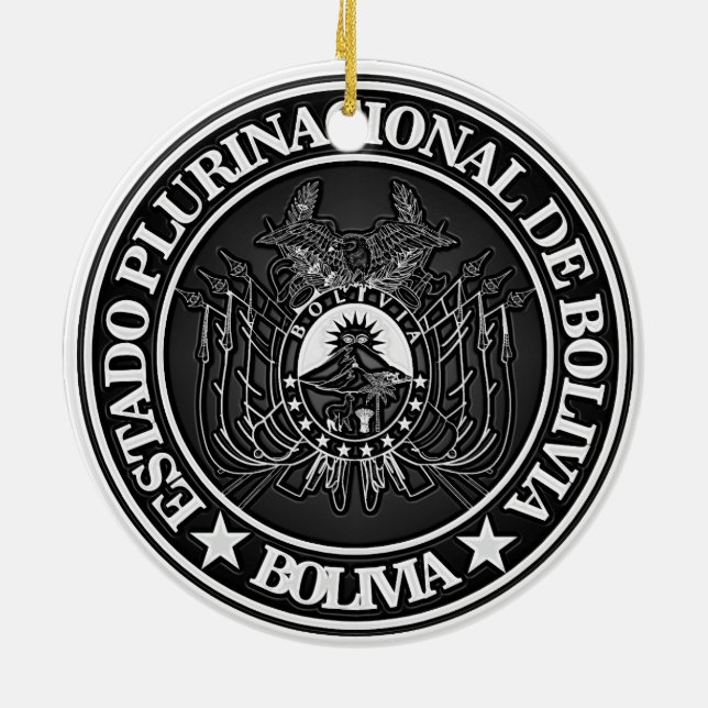 Ornamento De Cerâmica Emblema redondo de Bolívia (Traseira)