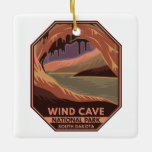Ornamento De Cerâmica Emblema Retroativo Mínimo do Parque Nacional das C<br><div class="desc">Vento Caverna vetor trabalho de arte design. A caverna é reconhecida como o sistema de cavernas mais densas do mundo.</div>