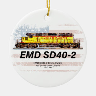 Ornamento De Cerâmica EMD SD40-2 Locomotiva Diesel. bandeira americana
