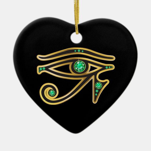 Ornamento De Cerâmica Emerald Eye de Ra em Dourado (Frente)