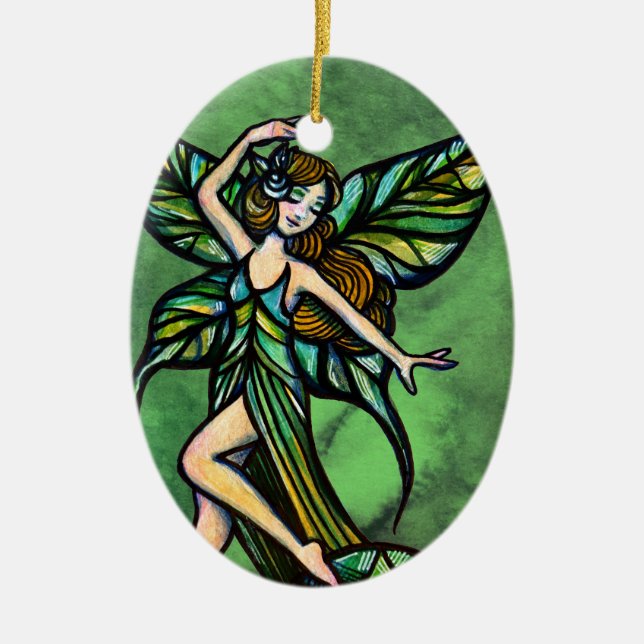 Ornamento De Cerâmica Emerald Fairy (Frente)