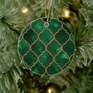 Ornamento De Cerâmica Emerald Moroccan Pattern – Luxury Style
