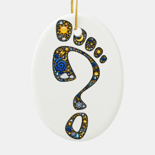Ornamento De Cerâmica Emoji-arte mágica Kokopelli e pegada da pergunta