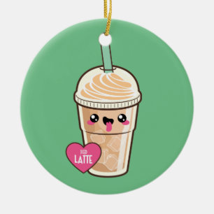 Ornamento De Cerâmica Emoji congelou Latte