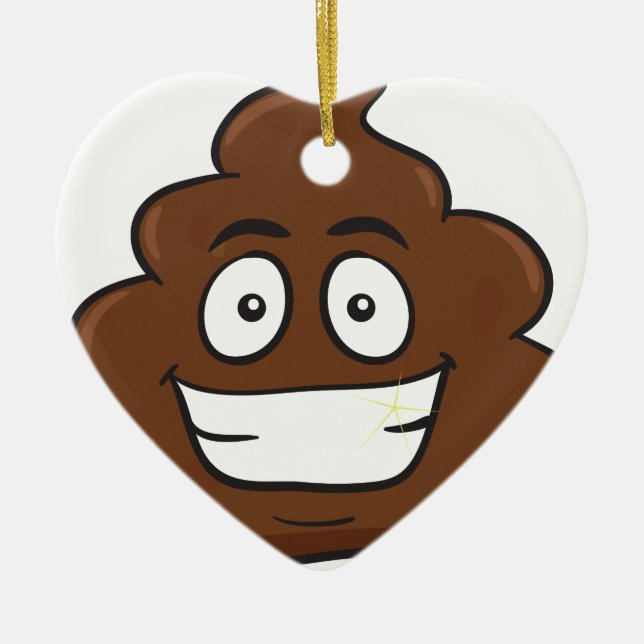 Ornamento De Cerâmica emoji de cocô engraçado (Frente)
