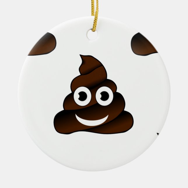 Ornamento De Cerâmica emoji de cocô engraçado (Frente)