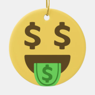 Ornamento De Cerâmica Emoji De &Dinheiro