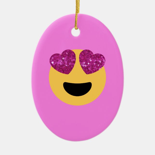 Ornamento De Cerâmica emoji do coração (Frente)