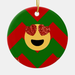 Ornamento De Cerâmica emoji do coração de natal