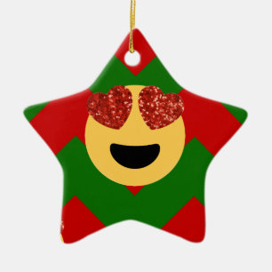 Ornamento De Cerâmica emoji do coração de natal
