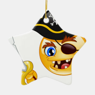 Ornamento De Cerâmica emoji do pirata