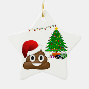Ornamento De Cerâmica emoji do poo do Natal