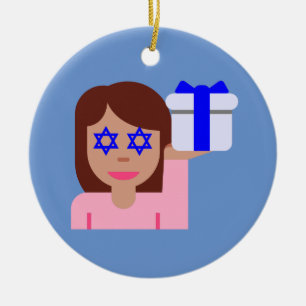 Ornamento De Cerâmica emoji do sacudir do cabelo do chanukkah