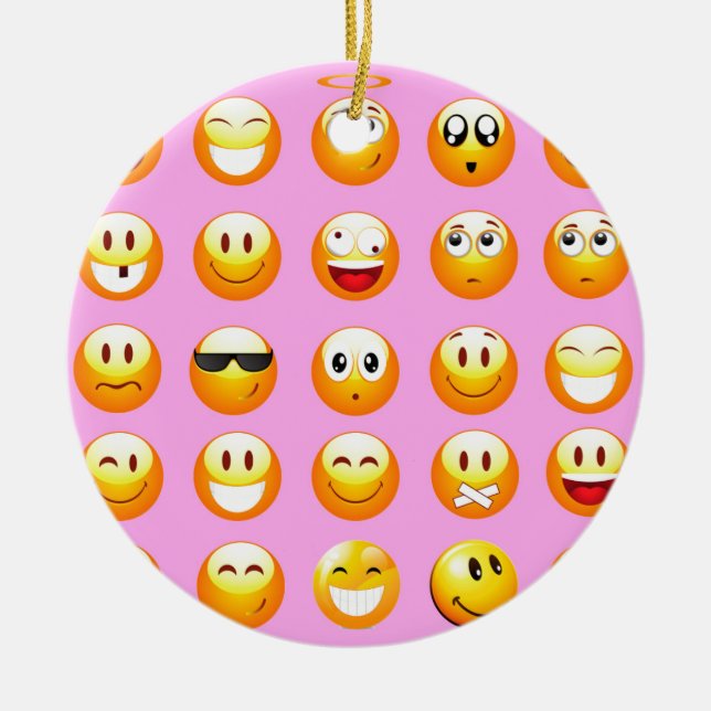 Ornamento De Cerâmica emoji rosa pastel (Frente)