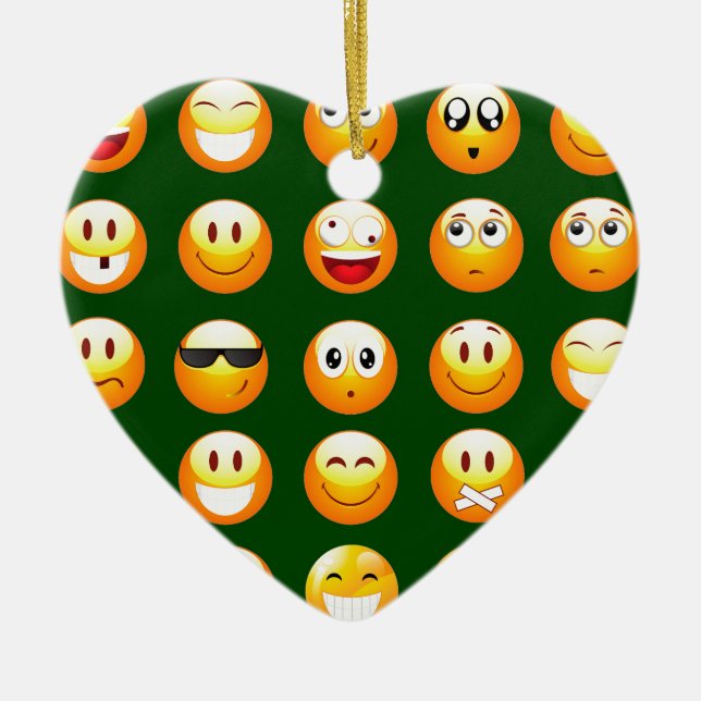Ornamento De Cerâmica emoji verde-escuro (Frente)