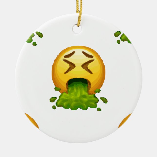 Ornamento De Cerâmica emoji vomitando (Frente)