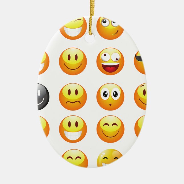 Ornamento De Cerâmica emojis (Frente)