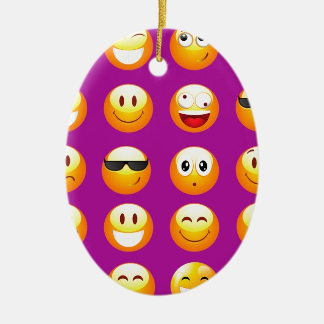 Ornamento De Cerâmica emojis roxos (Frente)