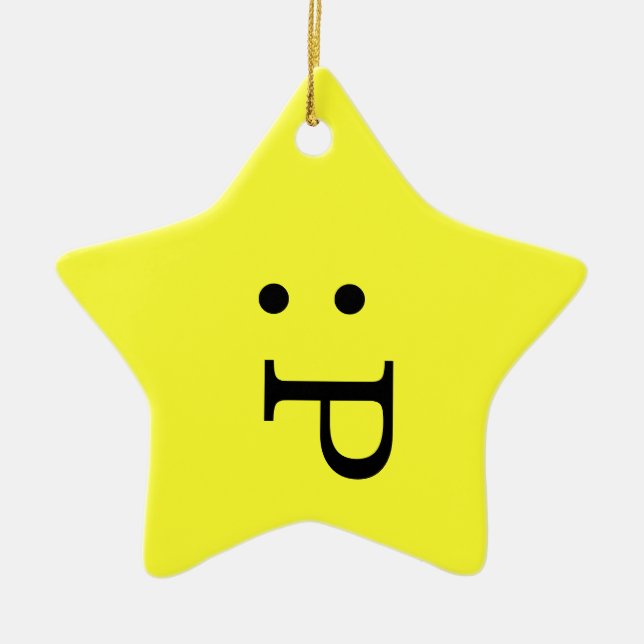 Ornamento De Cerâmica Emoticon Star Ornament - Língua Que Fica Fora (Frente)