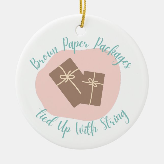 Ornamento De Cerâmica Encaminhamento em branco com pacotes de papel marr (Frente)