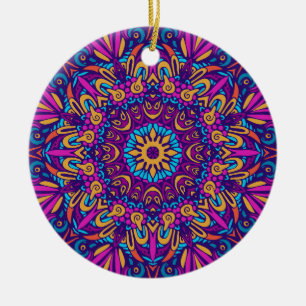 Ornamento De Cerâmica Encantador padrão contínuo de mandala colorido cer