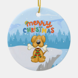 Ornamento De Cerâmica Enchimento Cachorro Osso Cachorro Neve Cerâmica