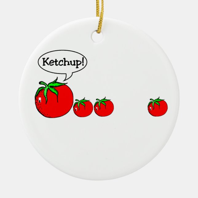 Ornamento De Cerâmica Encomenda de Piada de Ketchup Engraçado (Frente)