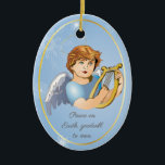 Ornamento De Cerâmica Encomenda Redonda Premium, Angel Boy<br><div class="desc">Inspirado por antigos ornamentos e desenhos de anjos,  desenhei esta mão livre e queria uma pintura antiga.</div>