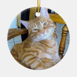Ornamento De Cerâmica Encontrado Feline Tabby Cat Feliz Saudável